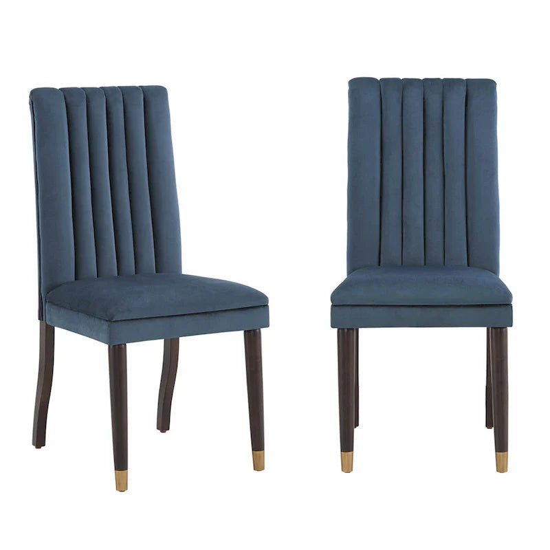 Noricum Velvet Channel-Back Dining Chair Set (2 Pieces) 5