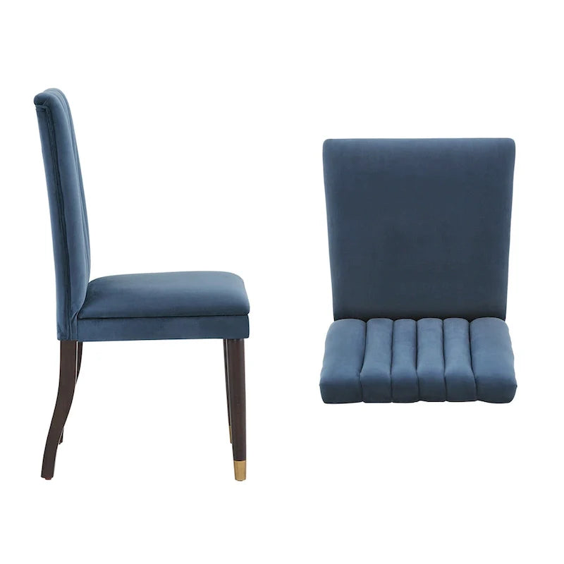 Noricum Velvet Channel-Back Dining Chair Set (2 Pieces) 6