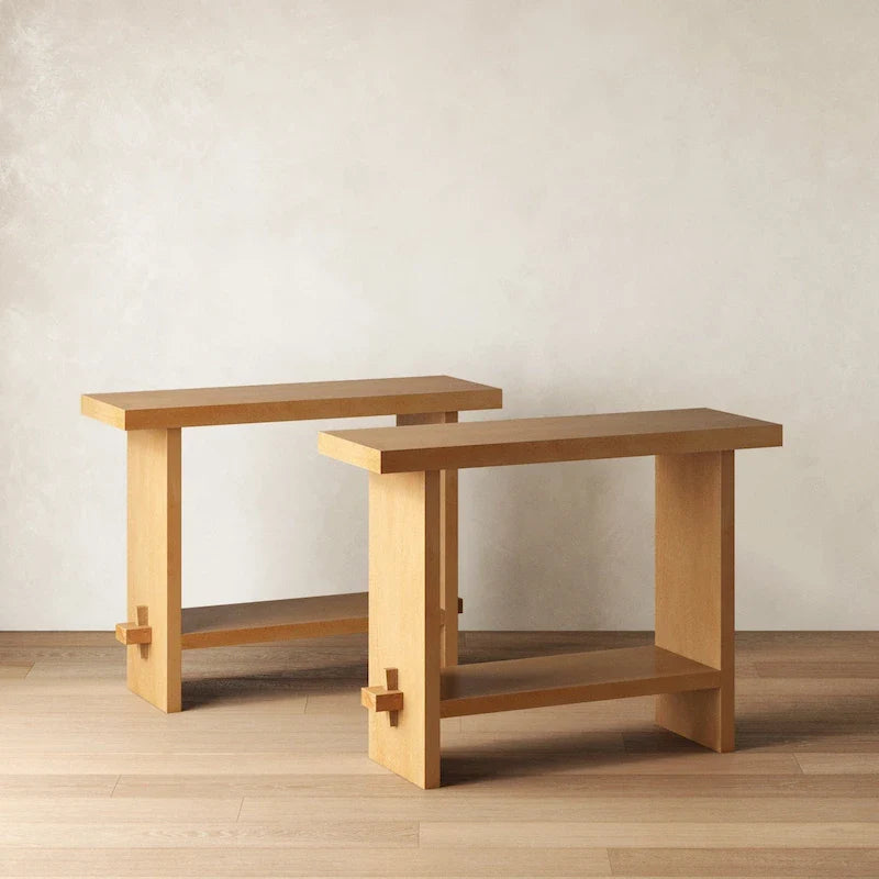Nathan James Virgo Farmhouse 2-Tier Console Table with Wire-Brushed Wood Finish 41