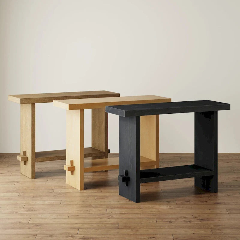 Nathan James Virgo Farmhouse 2-Tier Console Table with Wire-Brushed Wood Finish 4