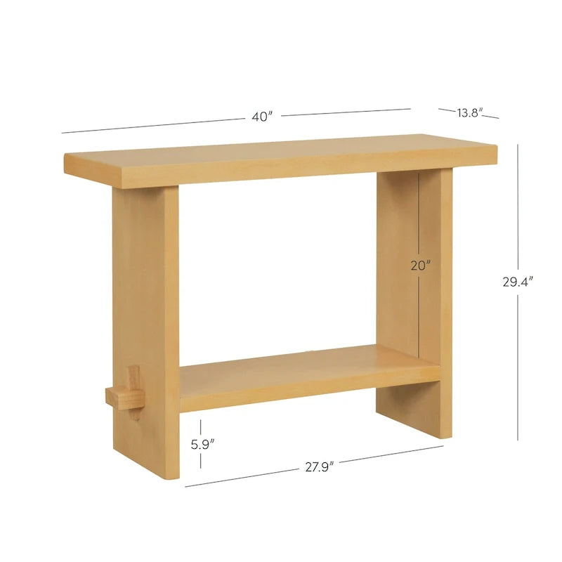 Nathan James Virgo Farmhouse 2-Tier Console Table with Wire-Brushed Wood Finish 12