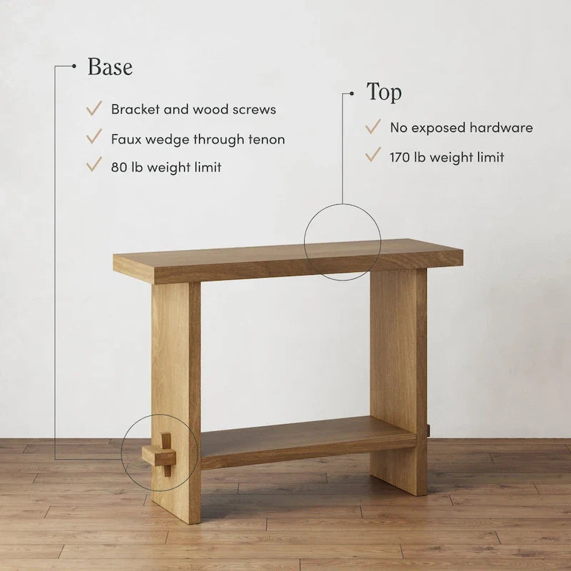 Nathan James Virgo Farmhouse 2-Tier Console Table with Wire-Brushed Wood Finish 20
