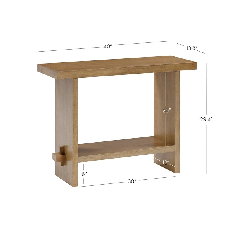 Nathan James Virgo Farmhouse 2-Tier Console Table with Wire-Brushed Wood Finish 21