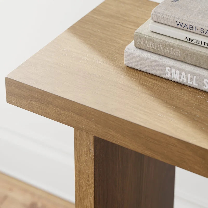 Nathan James Virgo Farmhouse 2-Tier Console Table with Wire-Brushed Wood Finish 22