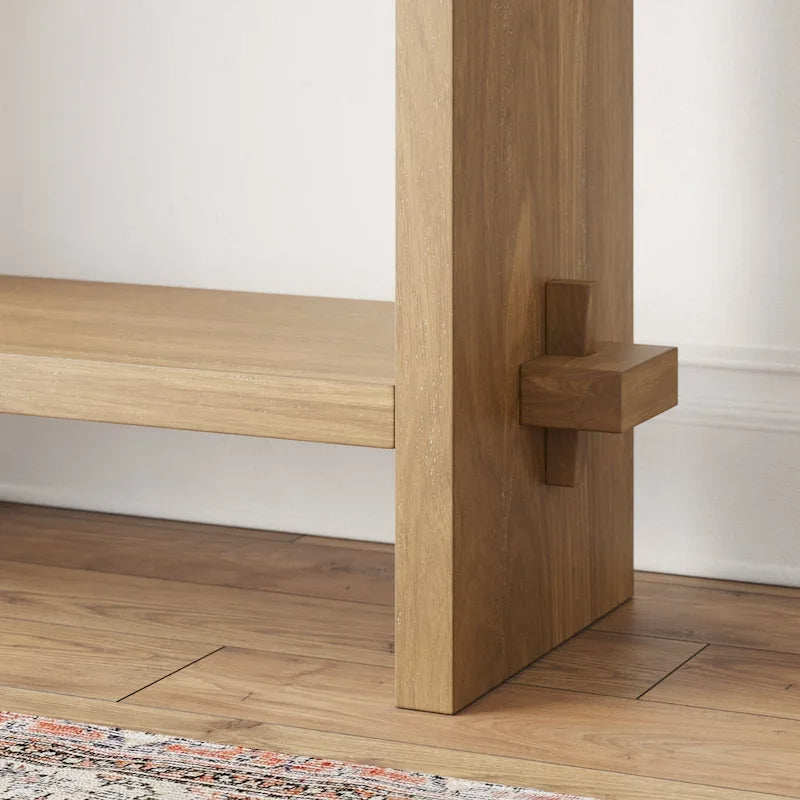 Nathan James Virgo Farmhouse 2-Tier Console Table with Wire-Brushed Wood Finish 23