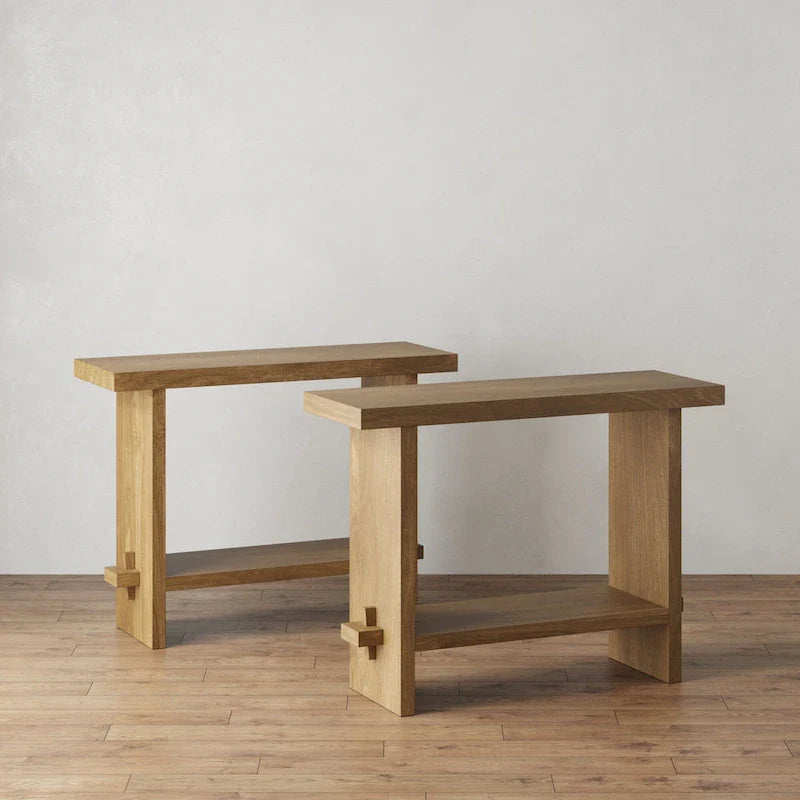 Nathan James Virgo Farmhouse 2-Tier Console Table with Wire-Brushed Wood Finish 25
