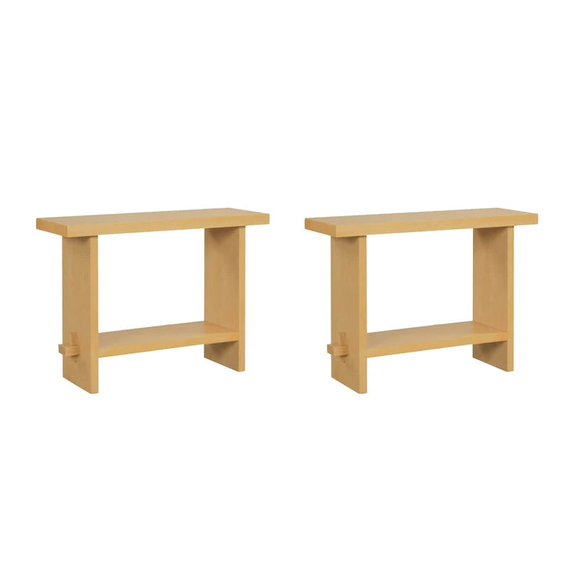Nathan James Virgo Farmhouse 2-Tier Console Table with Wire-Brushed Wood Finish 27