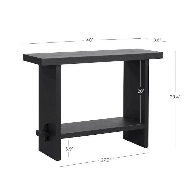 Nathan James Virgo Farmhouse 2-Tier Console Table with Wire-Brushed Wood Finish 30