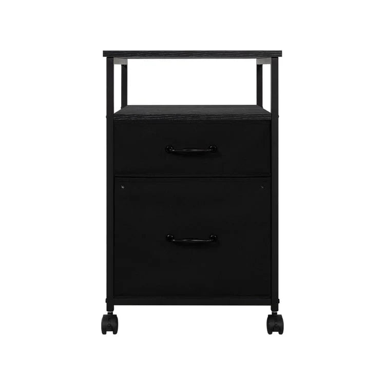 Rolling 2-Drawer Mobile File Cabinet with Open Storage Shelf - Vertical Filing Stand for Printers 6