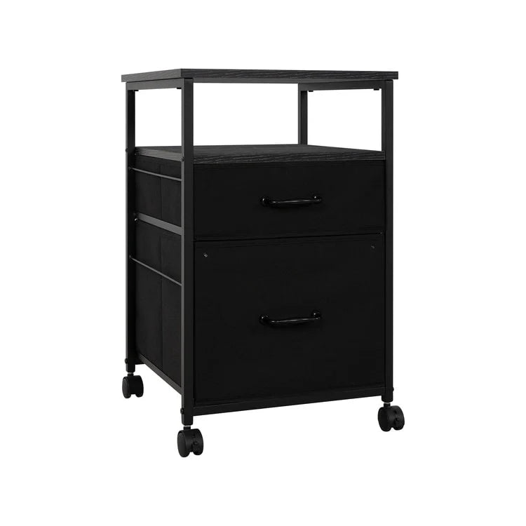Rolling 2-Drawer Mobile File Cabinet with Open Storage Shelf - Vertical Filing Stand for Printers 7