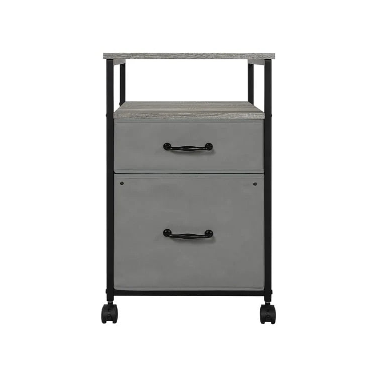 Rolling 2-Drawer Mobile File Cabinet with Open Storage Shelf - Vertical Filing Stand for Printers 15