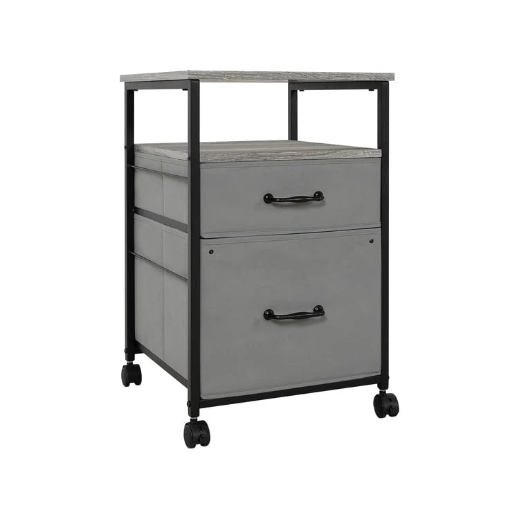 Rolling 2-Drawer Mobile File Cabinet with Open Storage Shelf - Vertical Filing Stand for Printers 16