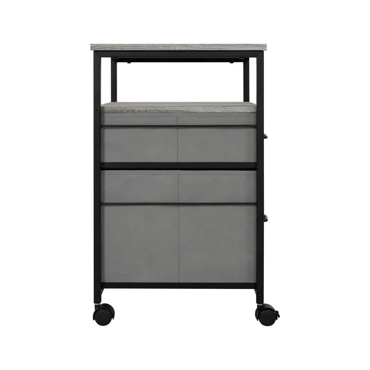 Rolling 2-Drawer Mobile File Cabinet with Open Storage Shelf - Vertical Filing Stand for Printers 22
