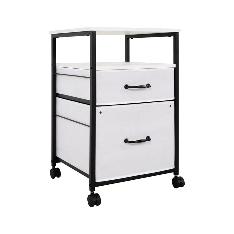 Rolling 2-Drawer Mobile File Cabinet with Open Storage Shelf - Vertical Filing Stand for Printers 26