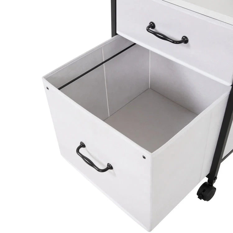 Rolling 2-Drawer Mobile File Cabinet with Open Storage Shelf - Vertical Filing Stand for Printers 30