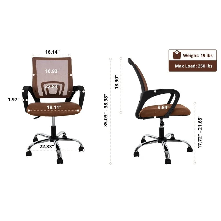 Adjustable Ergonomic Office Chair with Breathable Mesh, Lumbar Support, and 360-Degree Swivel Wheels for Enhanced Mobility 3