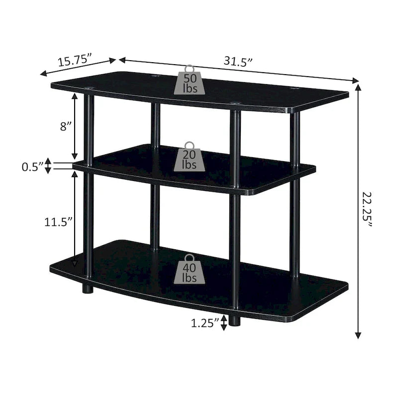 Convenience Concepts Designs2Go Tool-Free 3-Tier TV Stand 36