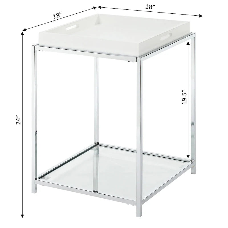 Palm Beach End Table with Shelf and Detachable Trays by Convenience Concepts 3