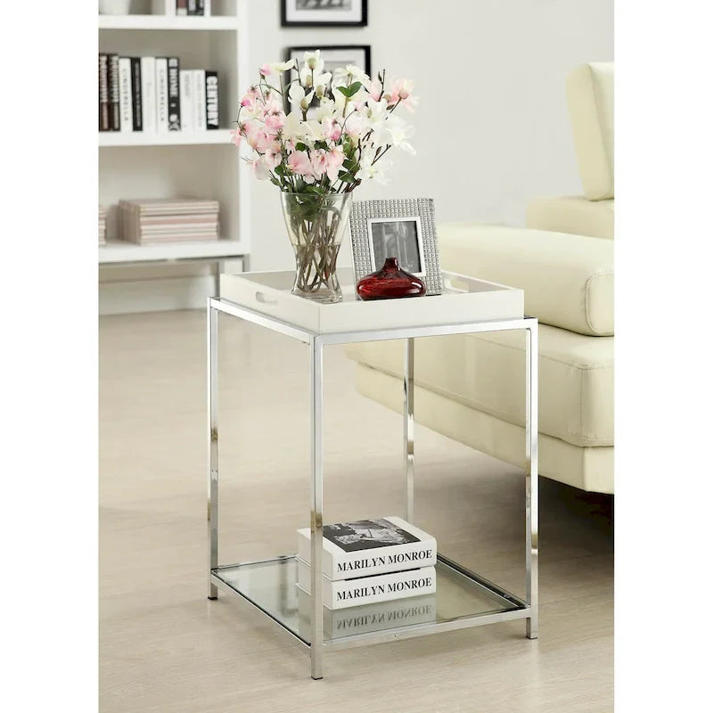 Palm Beach End Table with Shelf and Detachable Trays by Convenience Concepts 5