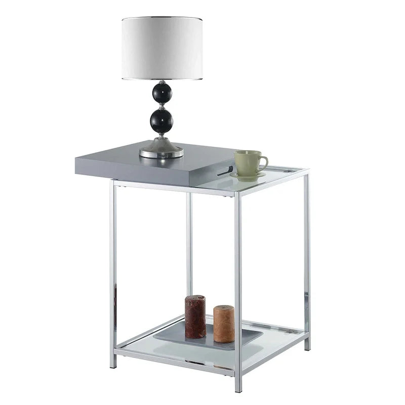 Palm Beach End Table with Shelf and Detachable Trays by Convenience Concepts 8