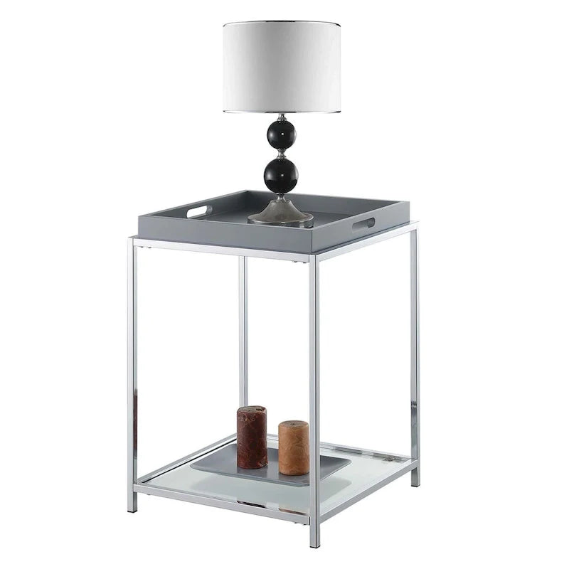 Palm Beach End Table with Shelf and Detachable Trays by Convenience Concepts 9