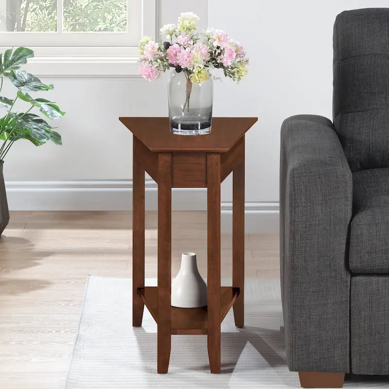 American Heritage Wedge End Table with Shelf by Convenience Concepts 38