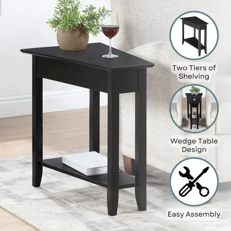 American Heritage Wedge End Table with Shelf by Convenience Concepts 1
