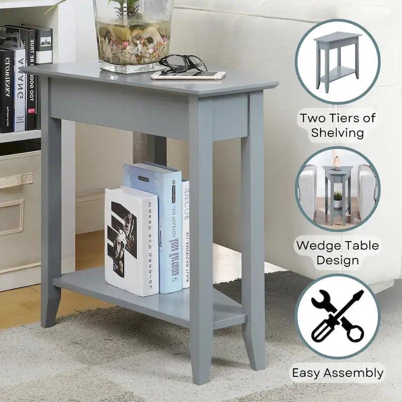 American Heritage Wedge End Table with Shelf by Convenience Concepts 5