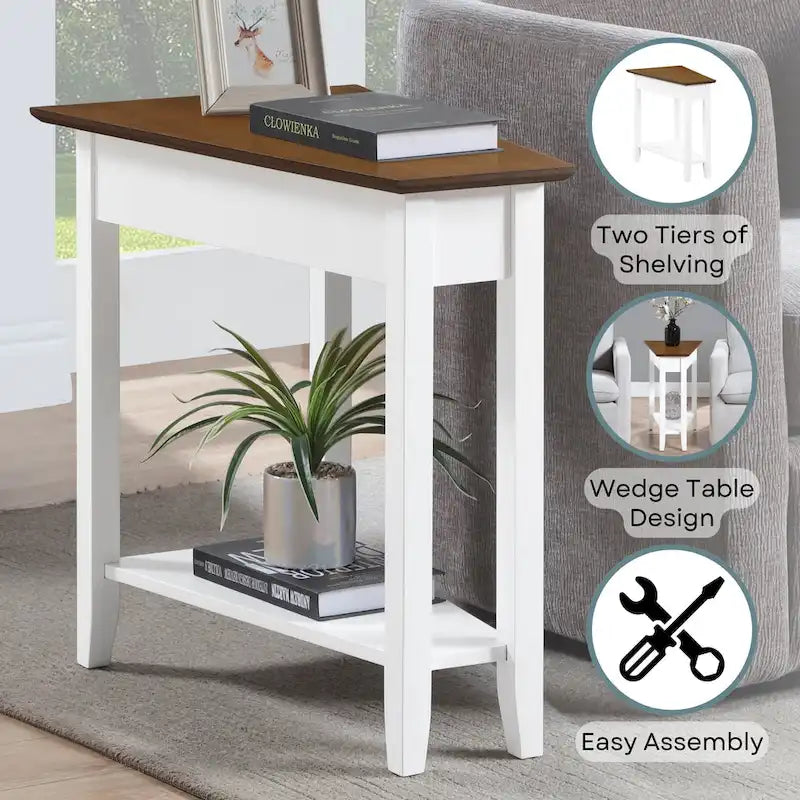 American Heritage Wedge End Table with Shelf by Convenience Concepts 9