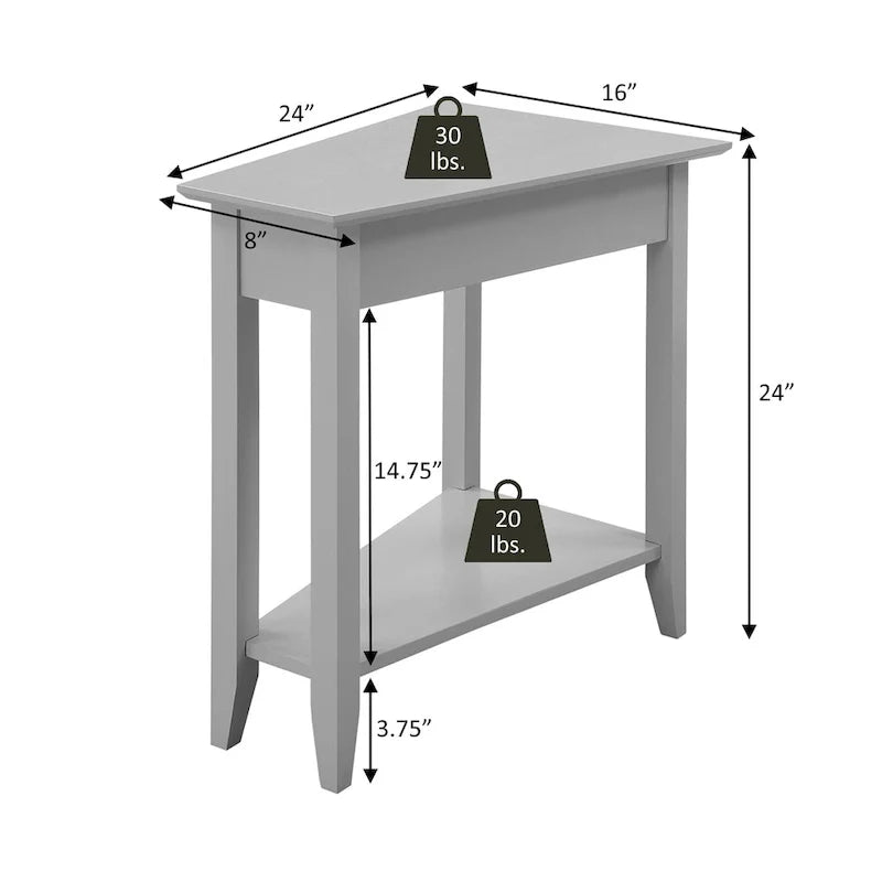 American Heritage Wedge End Table with Shelf by Convenience Concepts 10