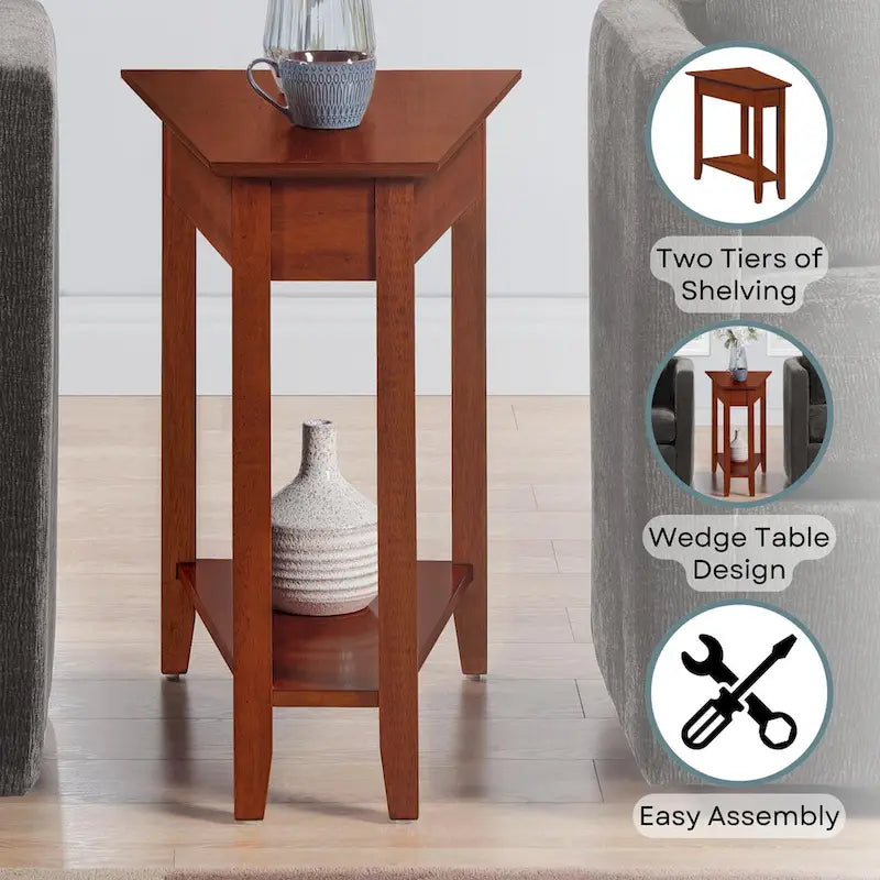 American Heritage Wedge End Table with Shelf by Convenience Concepts 13