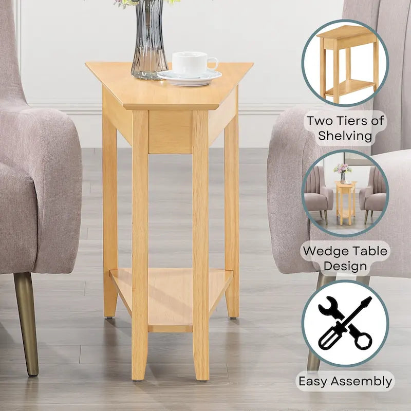 American Heritage Wedge End Table with Shelf by Convenience Concepts 17
