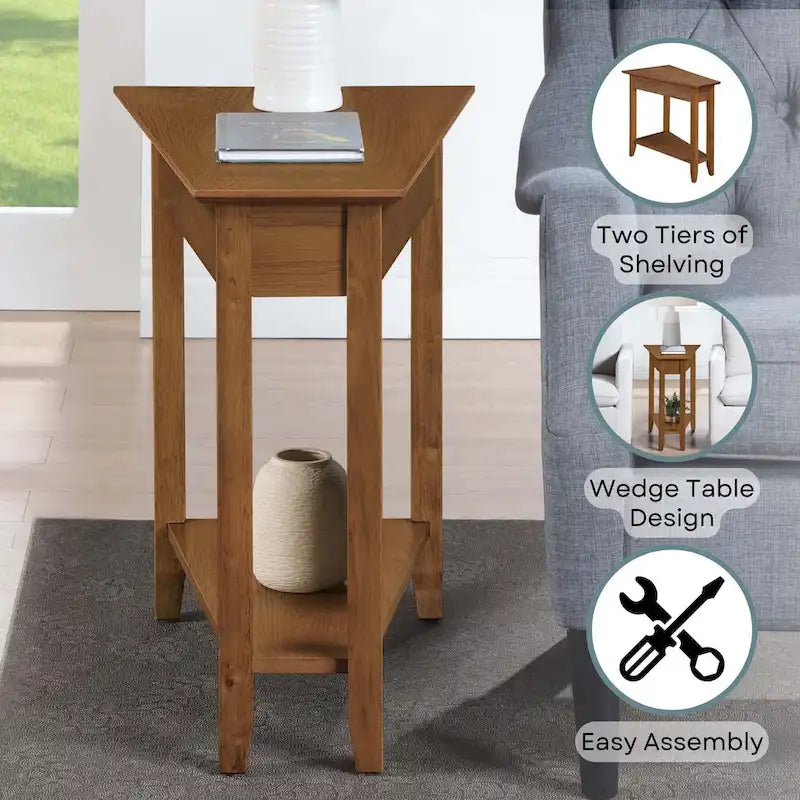 American Heritage Wedge End Table with Shelf by Convenience Concepts 21