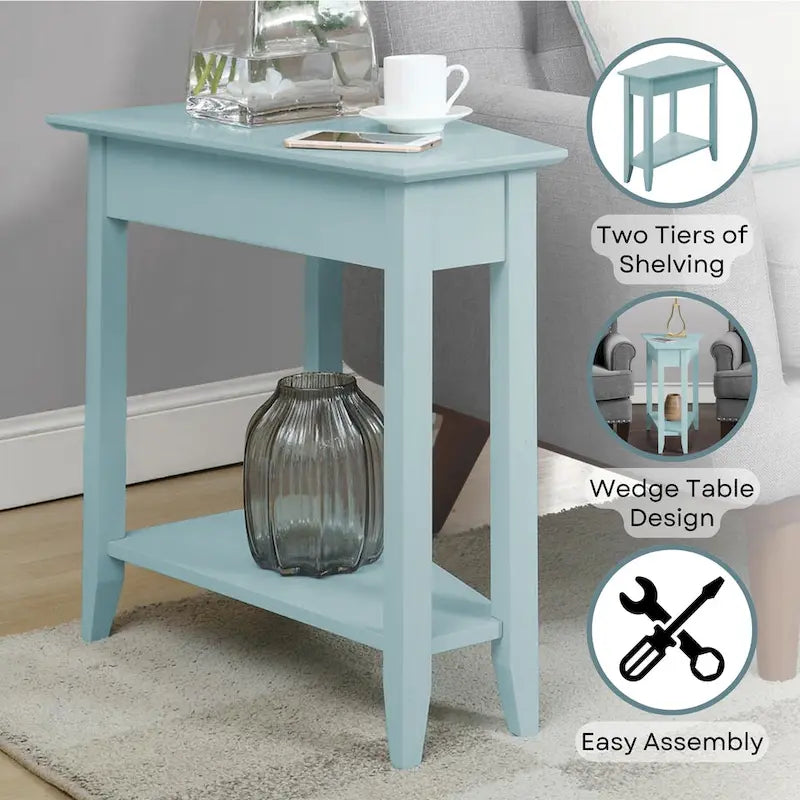 American Heritage Wedge End Table with Shelf by Convenience Concepts 25