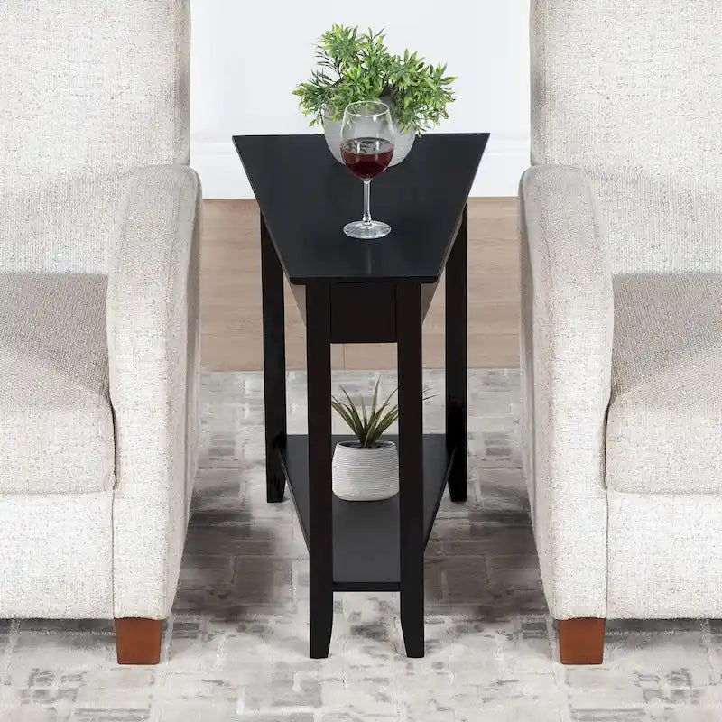 American Heritage Wedge End Table with Shelf by Convenience Concepts 29