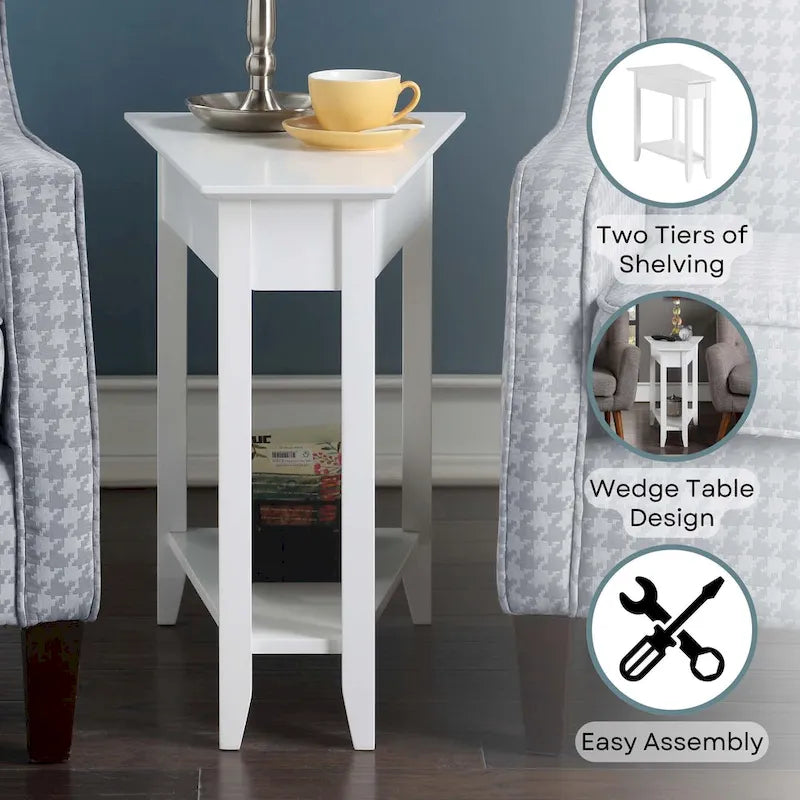 American Heritage Wedge End Table with Shelf by Convenience Concepts 35