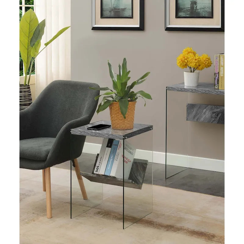 SoHo Glass End Table with Shelf by Convenience Concepts 5