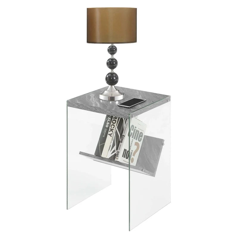 SoHo Glass End Table with Shelf by Convenience Concepts 6