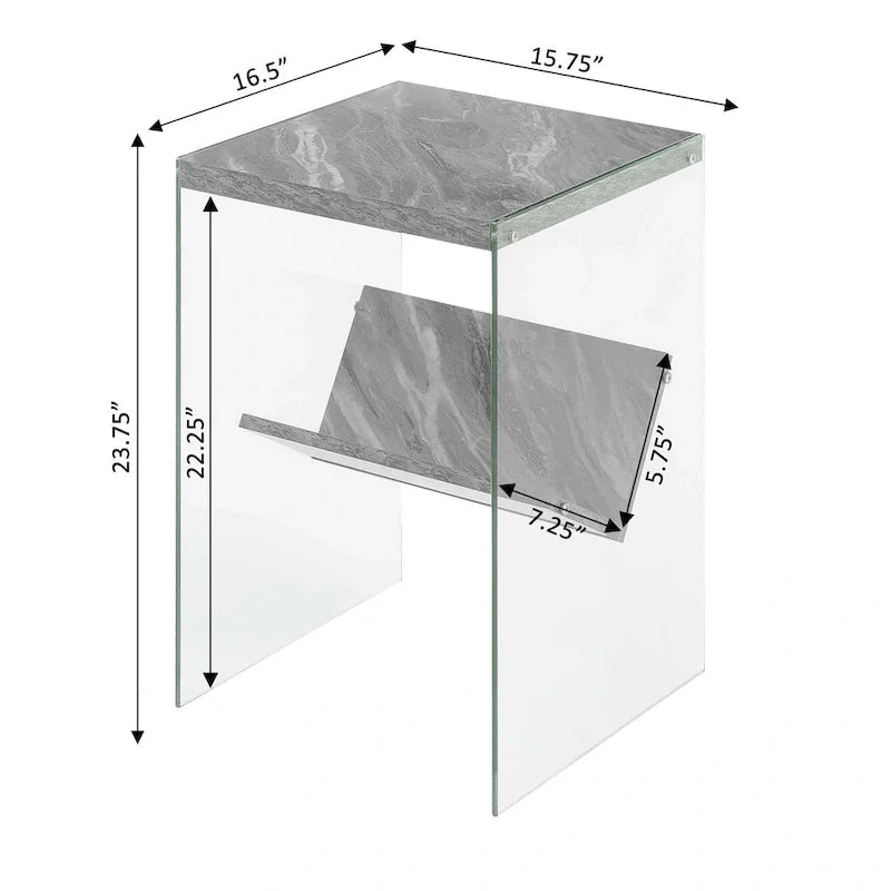 SoHo Glass End Table with Shelf by Convenience Concepts 7