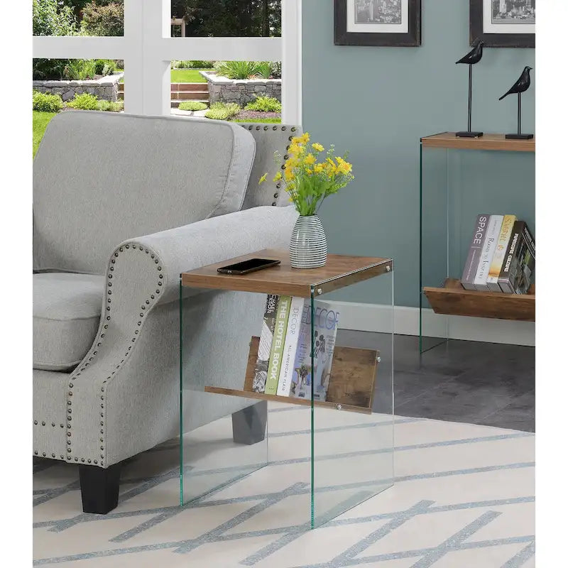 SoHo Glass End Table with Shelf by Convenience Concepts 9