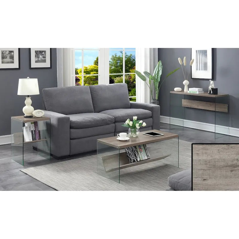 SoHo Glass End Table with Shelf by Convenience Concepts 14