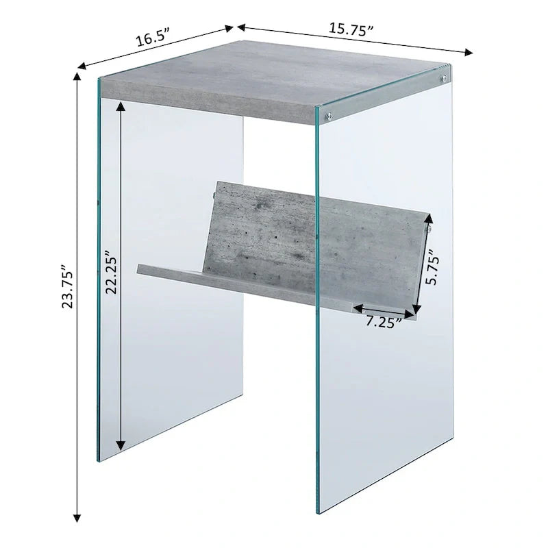 SoHo Glass End Table with Shelf by Convenience Concepts 23