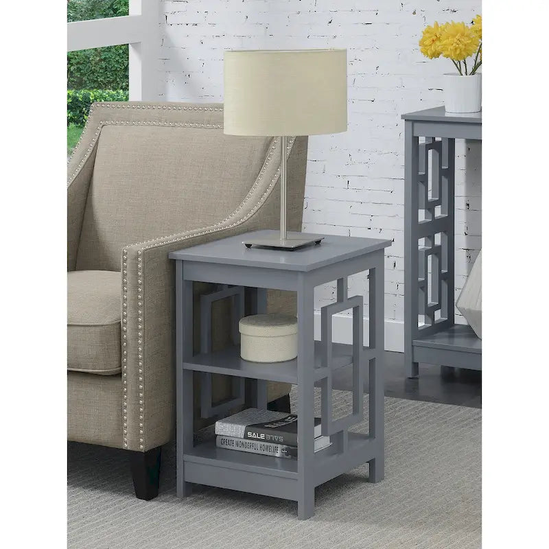 Convenience Concepts Town Square End Table Featuring Shelves 8