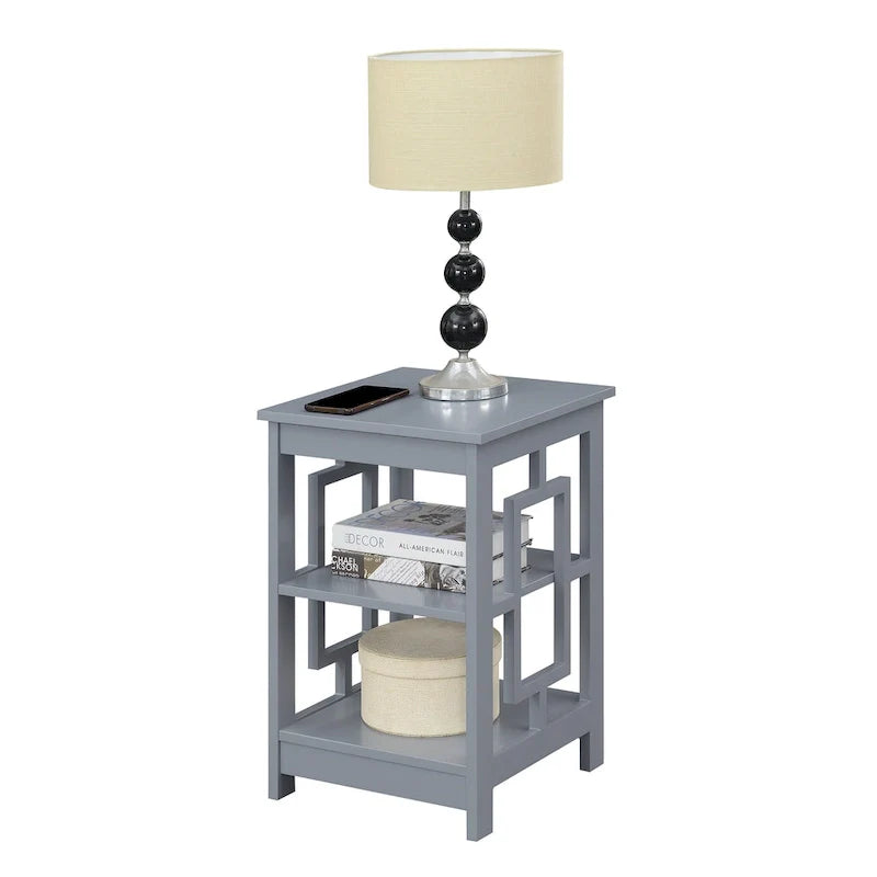 Convenience Concepts Town Square End Table Featuring Shelves 10