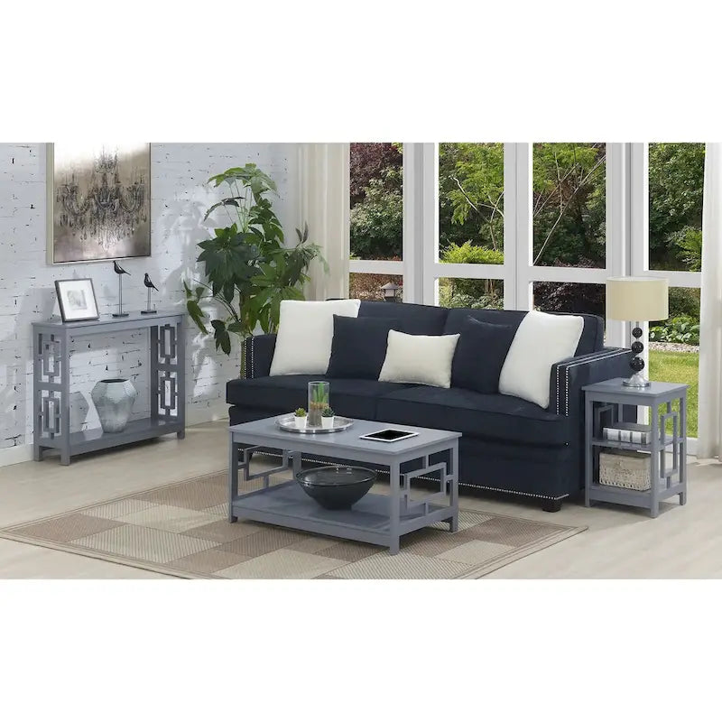 Convenience Concepts Town Square End Table Featuring Shelves 11