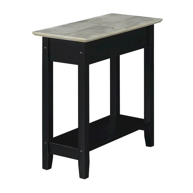 American Heritage Flip Top End Table with Charging Station and Shelf by Convenience Concepts 4