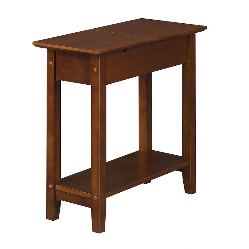 American Heritage Flip Top End Table with Charging Station and Shelf by Convenience Concepts 8
