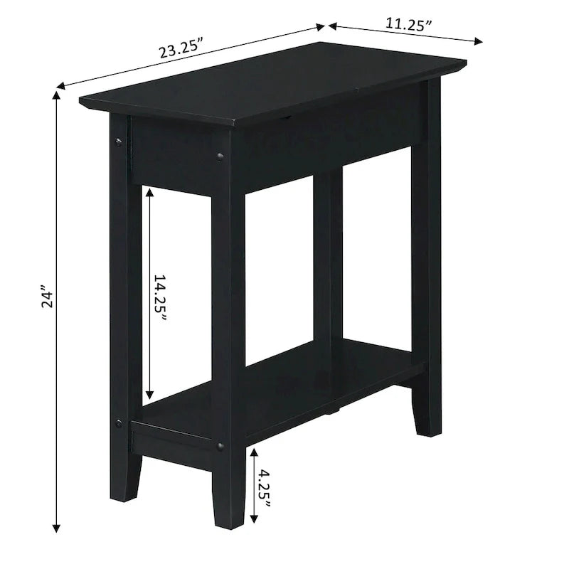 American Heritage Flip Top End Table with Charging Station and Shelf by Convenience Concepts 13