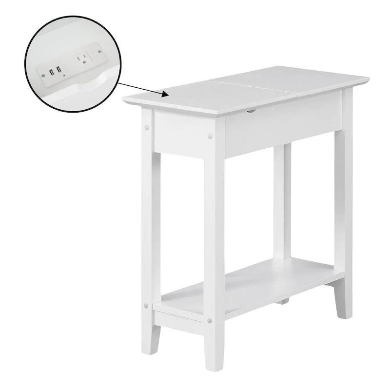 American Heritage Flip Top End Table with Charging Station and Shelf by Convenience Concepts 15