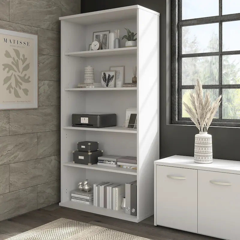 Bush Business Furniture Hybrid Tall 5-Shelf Bookcase 48